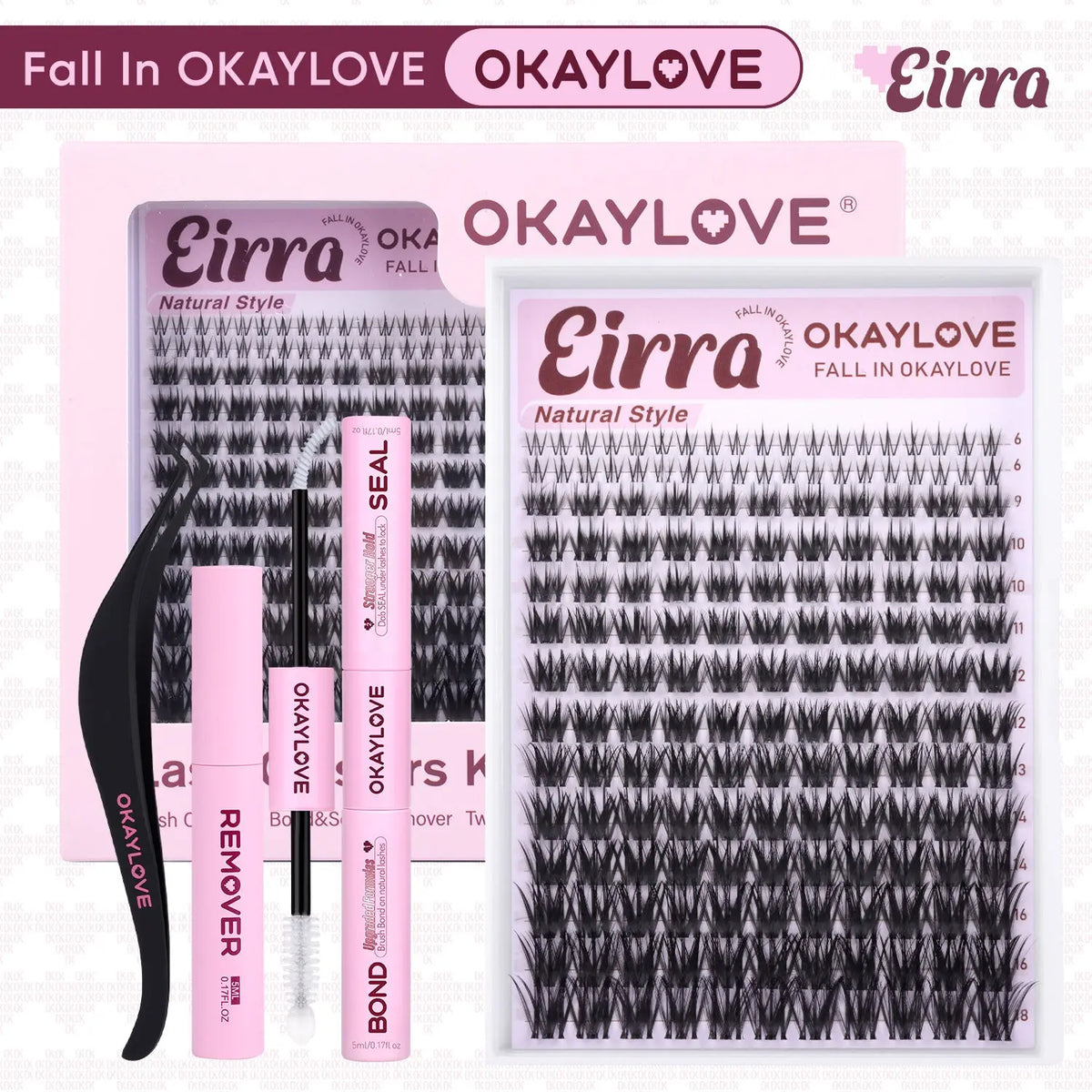 OKAYLOVE Eirra Nature Cross Cluster Lashes Kit - Softer Fibers Wispy Natural Cluster Set, DIY Eyelash Extension Kit for Makeup Enthusiasts, Ideal Girl Gift #backtoschool #sohochic OKAYLOVE