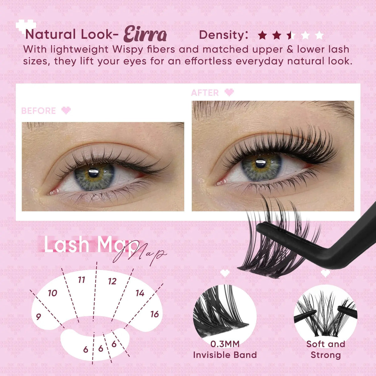 OKAYLOVE Eirra Nature Cross Cluster Lashes Kit - Softer Fibers Wispy Natural Cluster Set, DIY Eyelash Extension Kit for Makeup Enthusiasts, Ideal Girl Gift #backtoschool #sohochic OKAYLOVE