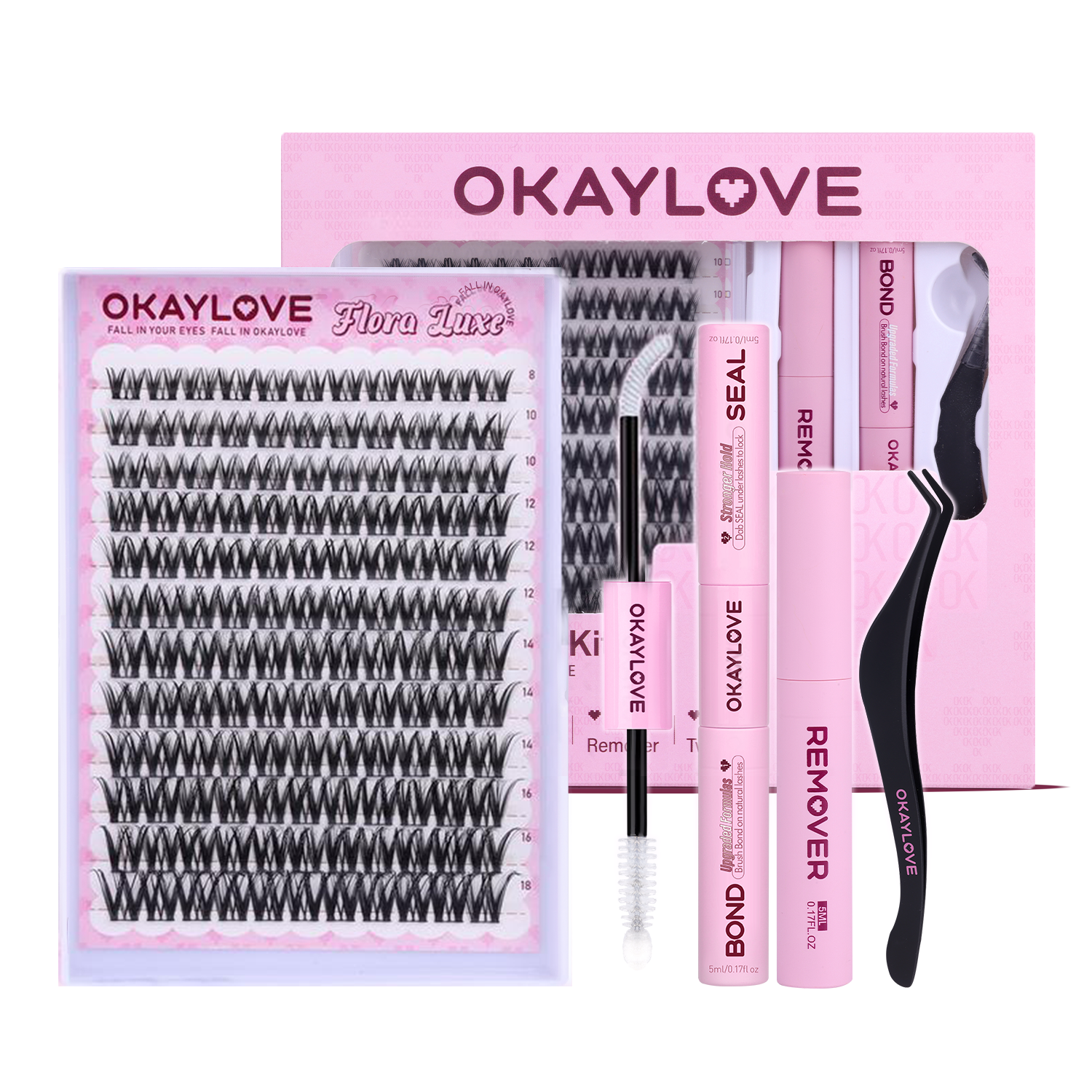 Flora Luxe Lash Cluster Kit | Bond & Seal & Remover | OkayLove