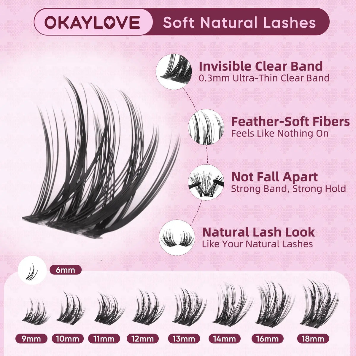 OKAYLOVE Eirra Nature Cross Cluster Lashes Kit - Softer Fibers Wispy Natural Cluster Set, DIY Eyelash Extension Kit for Makeup Enthusiasts, Ideal Girl Gift #backtoschool #sohochic OKAYLOVE