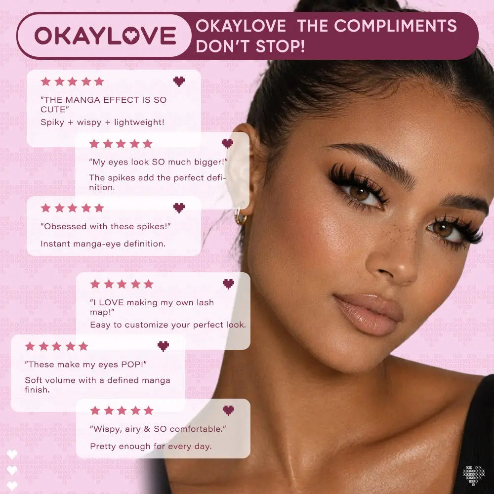 OKAYLOVE Lirix Manga Lash Clusters Kit - Lightweight Soft Fibers Cosmetic Beauty Product, 1-2 Weeks Long-lasting Lash Bond & Seal, Tweezers, Eyelash Remover for DIY Home Use, Back to School Gift, Eyelash Clusters Kit OKAYLOVE