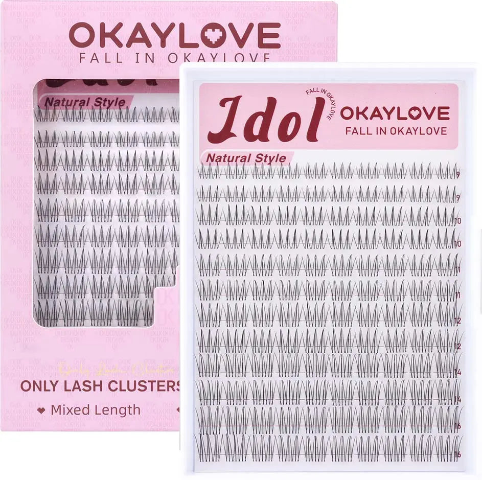 OKAYLOVE®   Brown Idol | Idol Lash Clusters Kit Wispy D Curl Lashes Extension Kit  Look Like Real Lashes DIY Eyelash at Home for Natural Makeup Girl Cosmetic Gifts OKAYLOVE