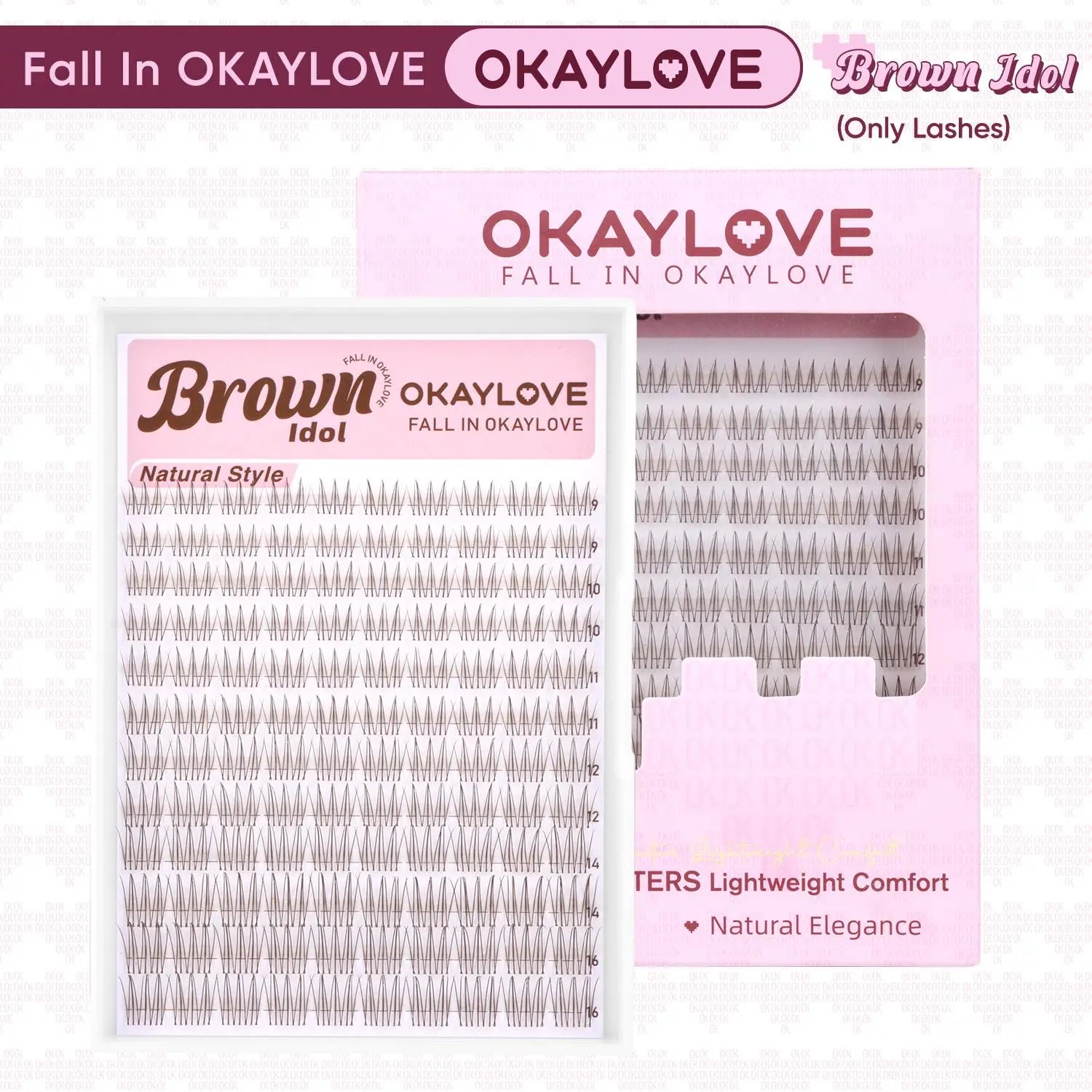 OKAYLOVE®   Brown Idol | Idol Lash Clusters Kit Wispy D Curl Lashes Extension Kit  Look Like Real Lashes DIY Eyelash at Home for Natural Makeup Girl Cosmetic Gifts OKAYLOVE