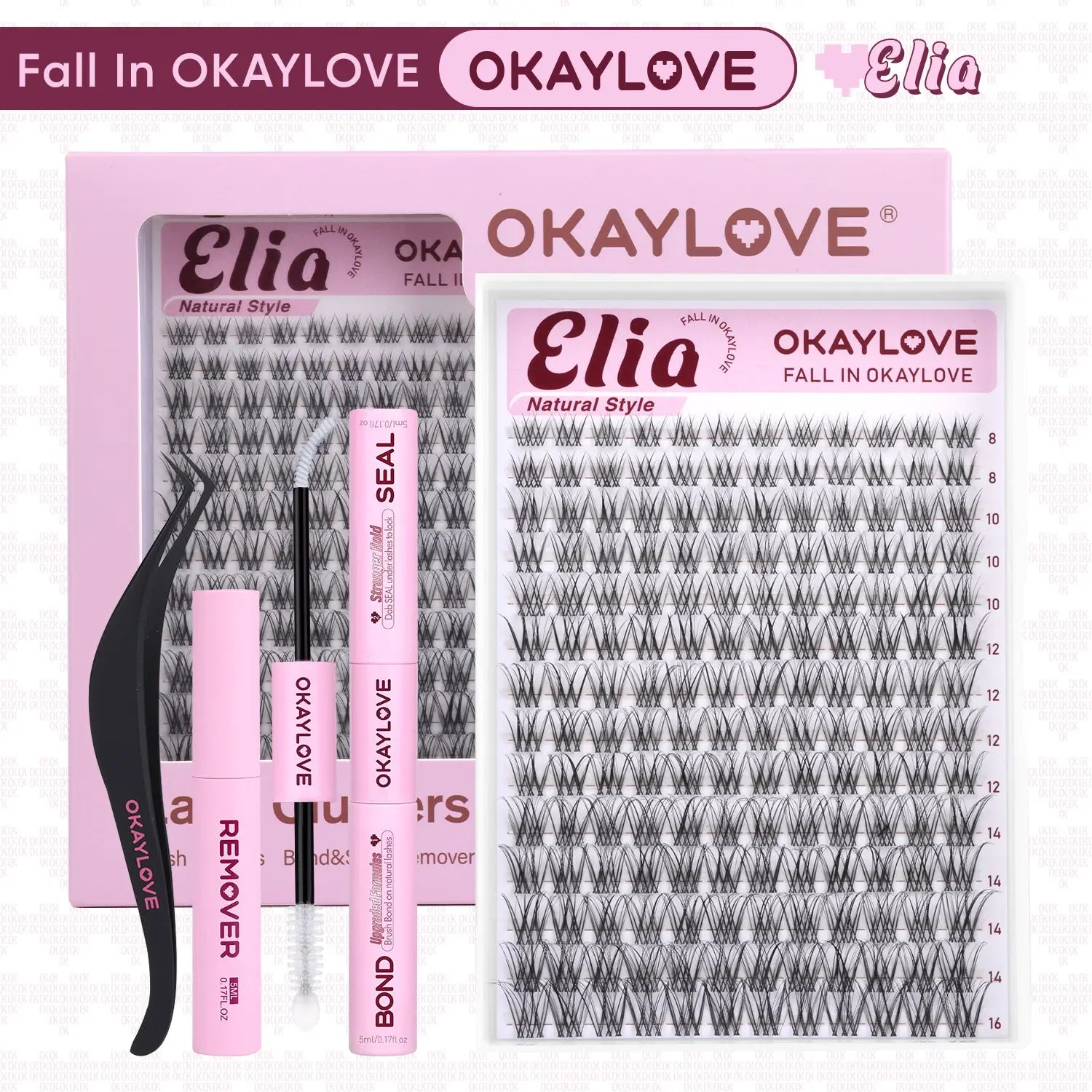 OKAYLOVE Elia | Brown Elia Lash Clusters Kit | CD Curl Wispy Lash Extension Kit | Look Like Real Lashes DIY Eyelash at Home for Natural Makeup Girl Gifts #backtoschool #sohochic OKAYLOVE
