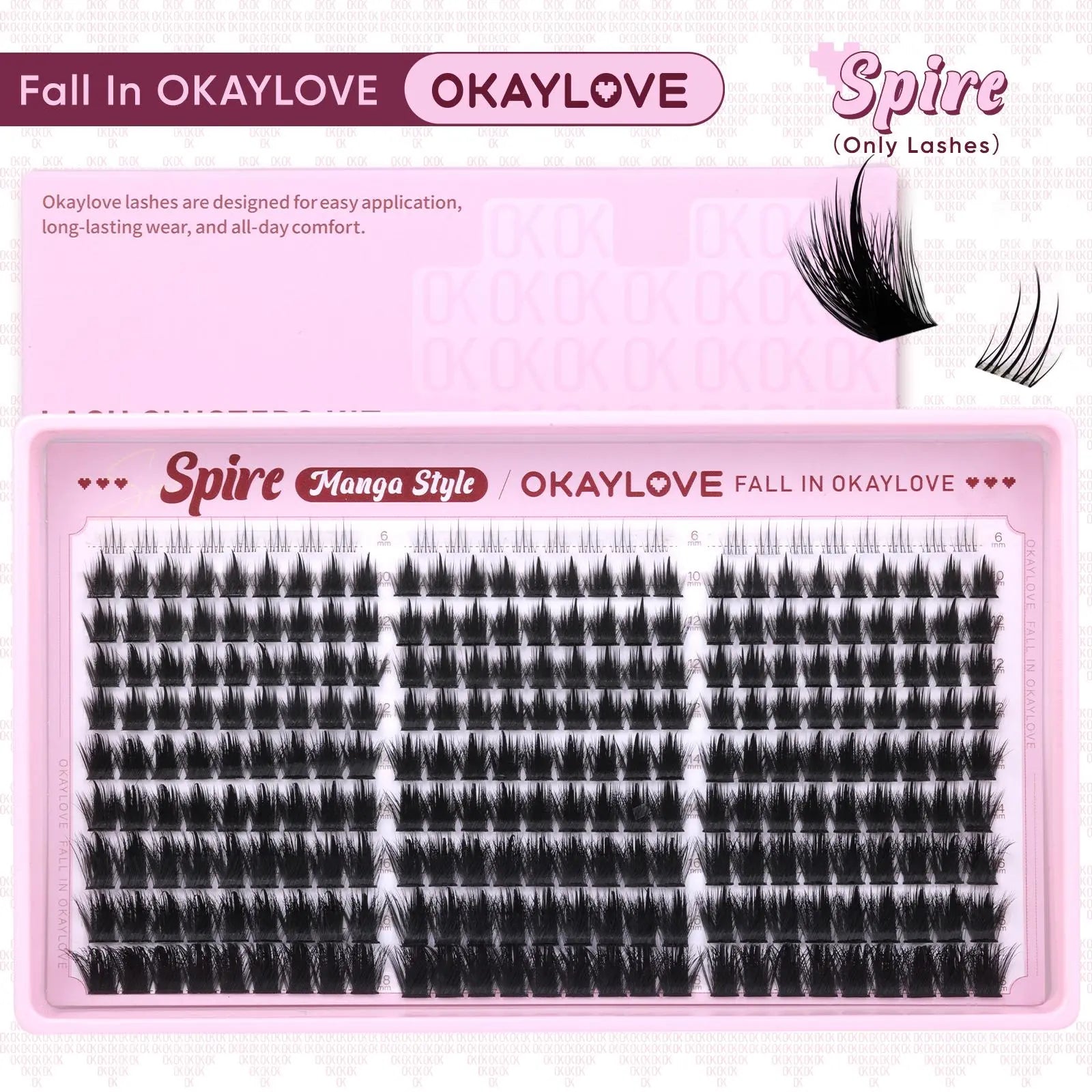 OKAYLOVE®  Spire Manga Style Lash CLusters Kit | Okaylovelashes Soft Spiky Anime Lashes with Waterproof Long-lasting Lash Bond and Seal and Tweezers for DIY Eyelash at Home Easily, Includes Top & Bottom Lashes  Gift for Every Lash Girl DealsForYouDays OKAYLOVE